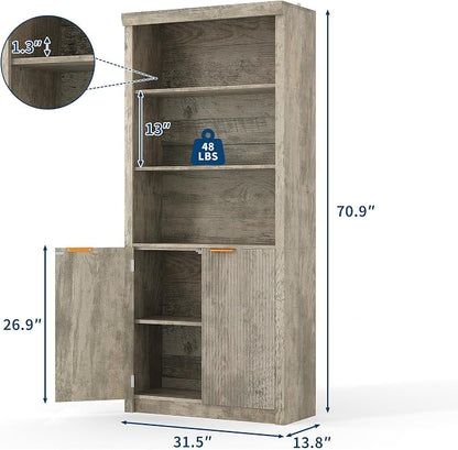 Tall Book Shelf and Bookcase 2 PCS, 31.5" Wide Wooden Bookcase - Image 2