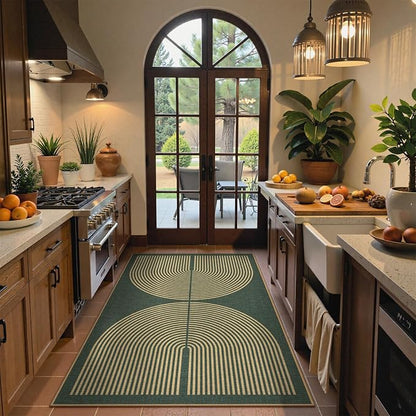 Lahome Modern Rainbow Green Entryway Rug, 3x5 Washable Outdoor Porch Rug | Non - Image 7