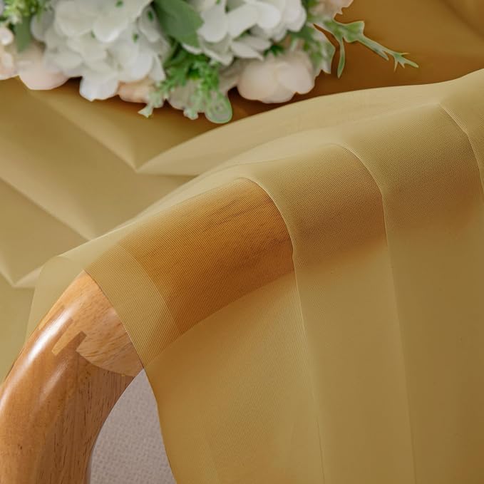 Gold Sheer Curtains 78 Inches Long 2 Panels - Image 7