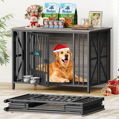 EasyCom Foldable Dog Crate Furniture, 41.3" Dog Crates by EasyCom
