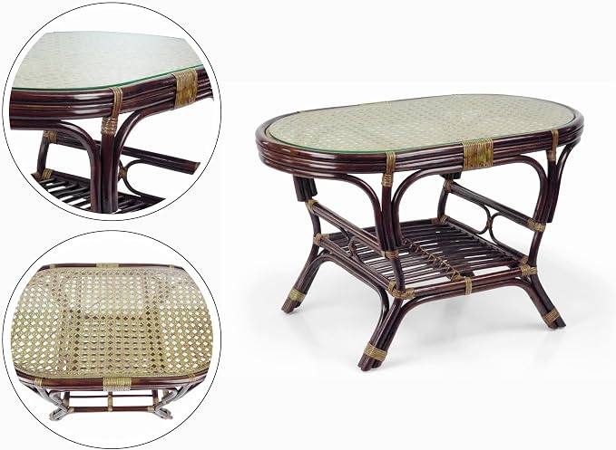 Malibu Lounge Set of 4: 2 Natural Rattan Wicker Chairs, Three-Seater Sofa - Image 5