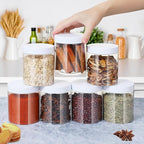 Plastic Jars with Lids, 16 oz Plastic Containers with Lids Clear Airtight Container Storage Jar Mason Jars for Dry Food Peanut Butter Honey Jam Cosmetics, Pack of 16 (16 PCS White Lids)
