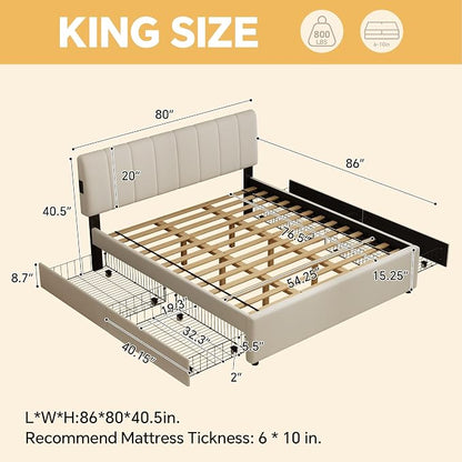 King Size Upholstered Platform Bed - Image 2