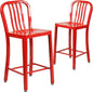 Flash Furniture Gael Commercial Grade 2 Pack 24" High Red Metal Indoor-Outdoor by FlashFurniture