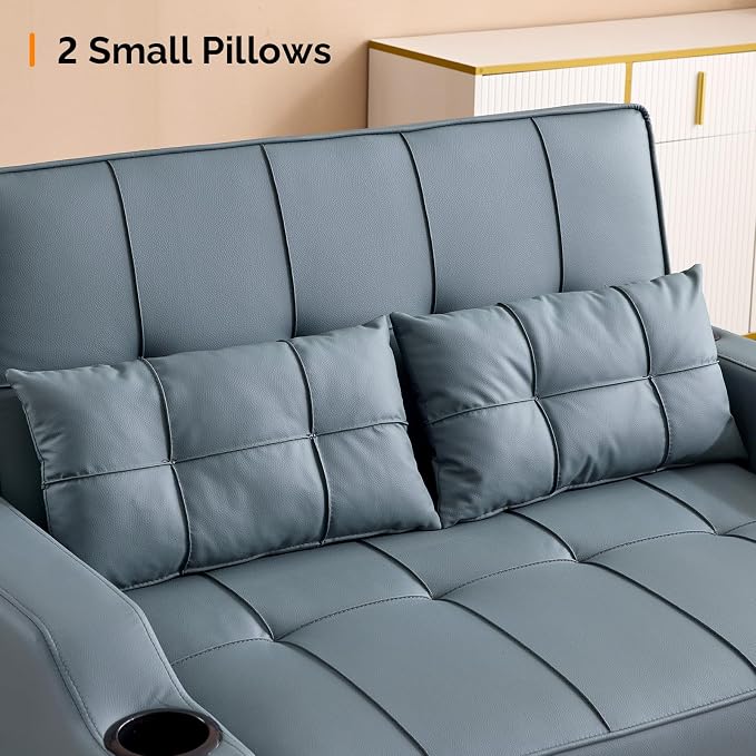 VINGLI Convertible Loveseat Sleeper Sofa, Cup Holders, Armrest - Image 9