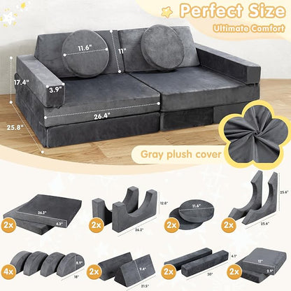 JY QAQA 18Pcs Modular Kids Play Couch Set, Toddler Sectional Sofa - Image 3