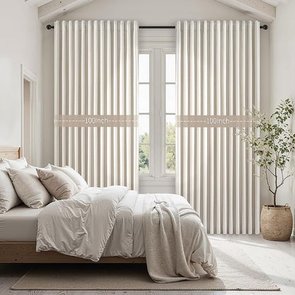 Extra Wide 100 Inch Length Blackout Curtains & Drapes 84 Inches Long 2 Panels - Image 3