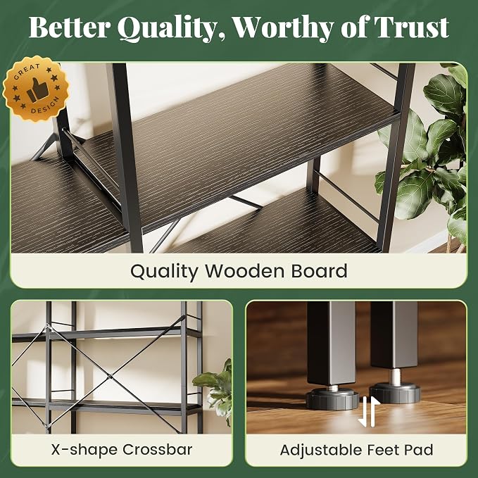 Huuger 6 Tier Bookshelf, L Shaped Corner Bookshelf - Image 6