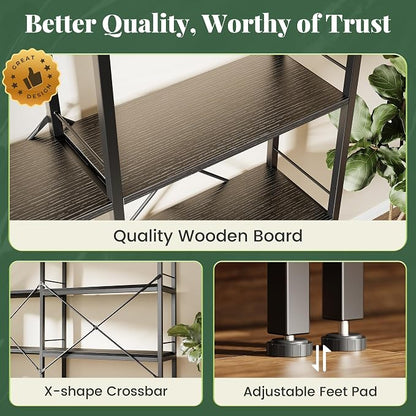 Huuger 6 Tier Bookshelf, L Shaped Corner Bookshelf - Image 6