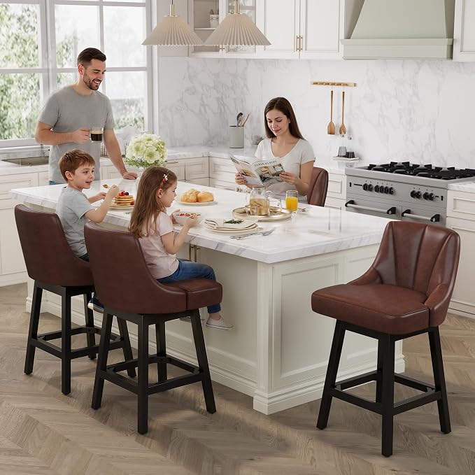 YaFiti Swivel Bar Stools Set of 4, 26 Inch Counter Height Bar Stools - Image 2