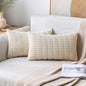 MIULEE Lumbar Corduroy Decorative Throw Pillow Covers 24x14 Cream White | Pack by MIULEE