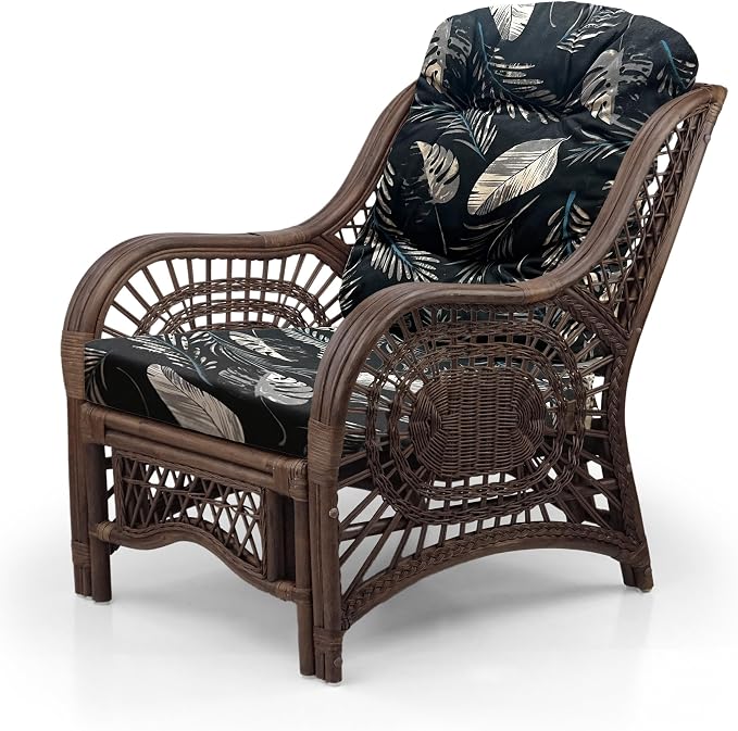Malibu Lounge Set of 4: 2 Natural Rattan Wicker Chairs, Three-Seater Sofa and - Image 8