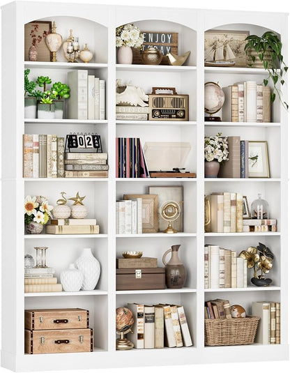 FACBOTALL 71" Triple Wide Bookshelf, 6 Tier Bookcase, Large White Bookshelf by FACBOTALL