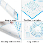 Baking Mats Silicone Kitchen Counter Dough Rolling Mat,Anti-slip Silicone Dough Mat with Measurement,24 x 16 Inches (Blue)