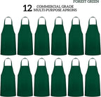 GREEN LIFESTYLE 12 Pack Professional Chef Apron – Grilling Aprons for Men, Waterproof Cooking Aprons for BBQ, Work or Restaurant Use, Kitchen Aprons for Women – Green, No Pockets