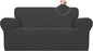 Easy-Going Stretch Loveseat Couch Covers Washable Dark Gray | 1-Piece Loveseat by Easy-Going