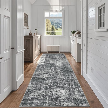 Aelenmu Runner Rugs for Hallways Kitchen 2.6x8 Non Slip Washable Black Grey | by Aelenmu