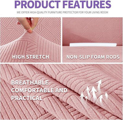 ZNSAYOTX Super Stretch Loveseat Covers, New Striped Love Seat Slipcover - Image 3