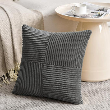 Fancy Homi 2 Packs Dark Gray Euro Decorative Throw Pillow Covers 28x28 Inch - Image 2