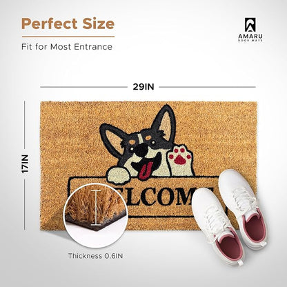 Coir Welcome Mat, Welcome Dog, 17 x 29 in | 100% Natural Coir, Anti-Shedding - Image 3