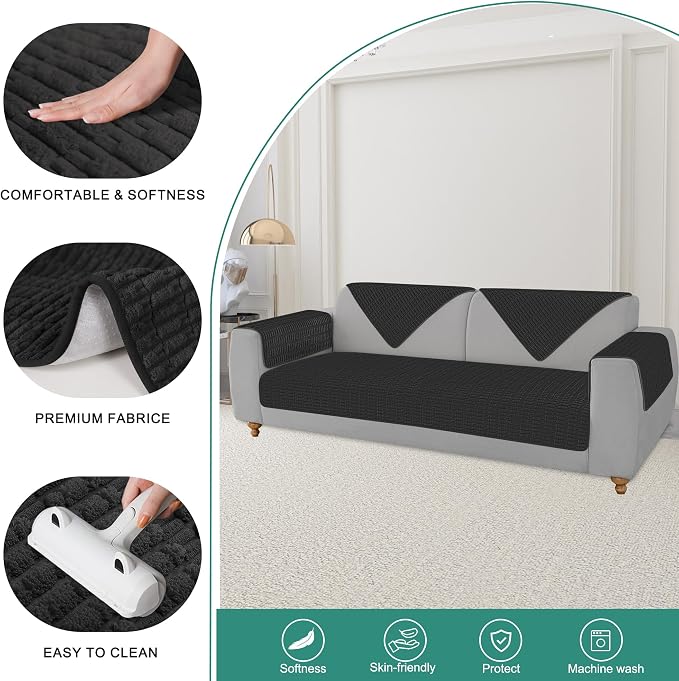 Foxdecor Couch Arm Covers Sofa Armrest Cover, Arm Chair Covers Set of 2 - Image 2