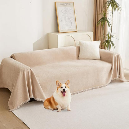 MYSKY HOME Khaki Sectional Sofa Covers Chenille Couch Cover by MYSKYHOME