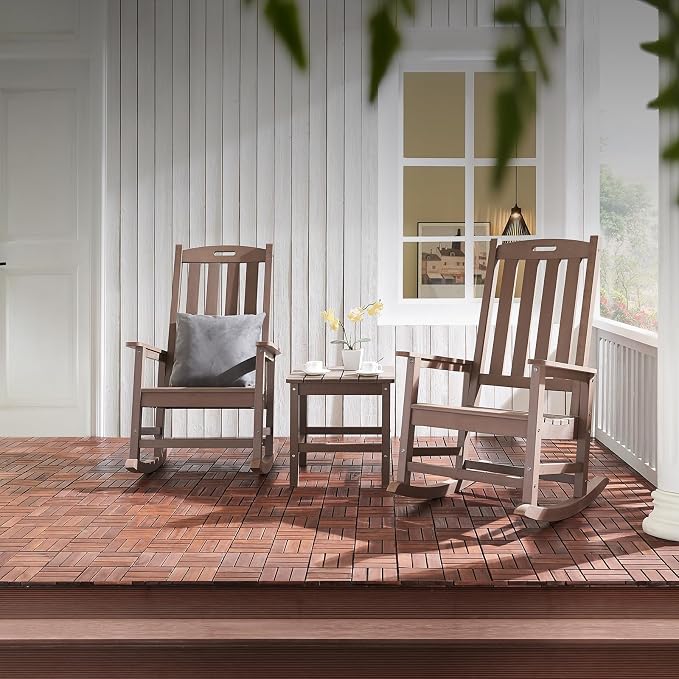 Psilvam Oversized Outdoor Rocking Chair, HDPE Porch Rocker Chairs - Image 7