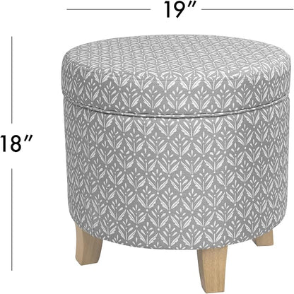 HomePop Upholstered Round Storage Ottoman|Homepop Home Décor|Upholstered Round - Image 3