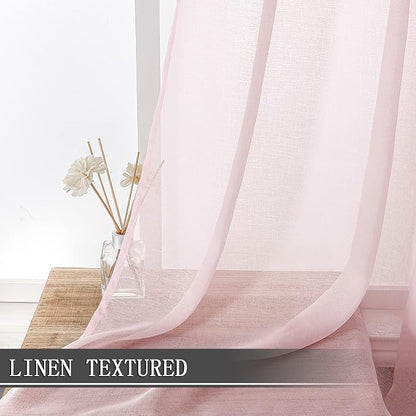 Tollpiz Short Sheer Curtains Linen Textured Bedroom Curtain Sheers Light - Image 2