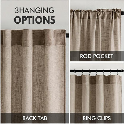 MIULEE Taupe Grey Linen Curtains 52x90 Inch Long 2 Panels - Image 3