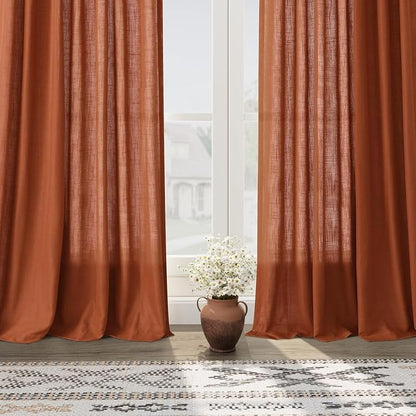 Extra Wide Terracotta Curtains for Living Room 102 Inches Long Back Tab and Rod - Image 5