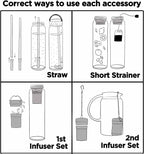 32oz Borosilicate Glass Water Bottle with Bamboo Lid and 2 Tea Infuser Sets for Fruit Infused Water and Cold Brew Coffee - Tea Strainer for Loose Leaf Tea (Flower)
