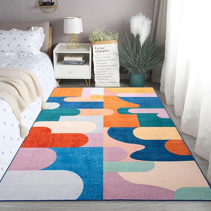Ompaa Living Room Rug 5x8 Candy Area Rug Machine Washable Rug Non Slip Indoor - Image 4