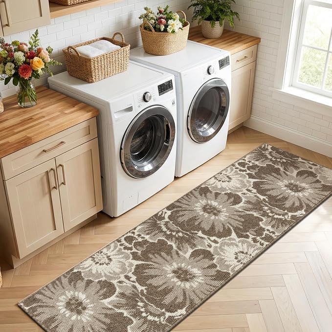 Findosom Hallway Runner Rug 2x6, Non Slip High-Low Textured Floral Washable - Image 9