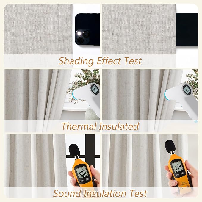 108 Inch Long Light Beige 100% Blackout Curtains - Image 5