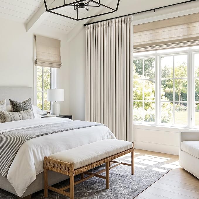 60 Inch Wide Pinch Pleated 100% Blackout Curtains 84 Inches Long, Natural | - Image 7