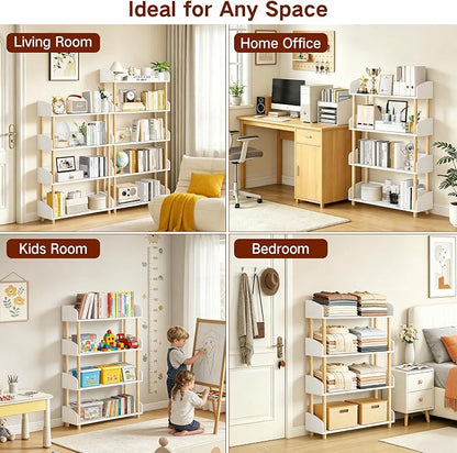 4-Tier Wooden Bookshelf, Modern Open Bookcase - Image 6