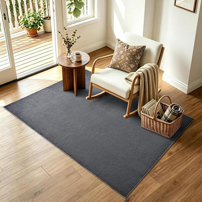3x5 Dark Grey Solid Area Rug Washable Non-Slip Soft - Image 4