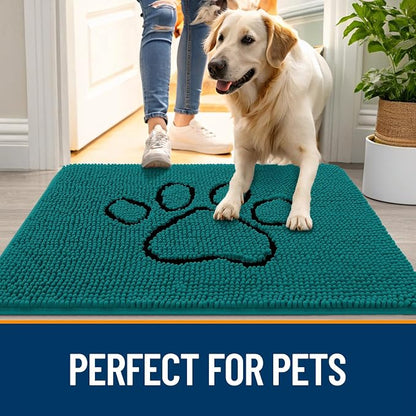 OLANLY Dog Door Mat for Muddy Paws 48x30, Paw Print Design Chenille Mud Mat | - Image 6