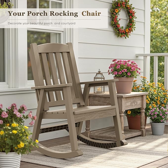 Greesum Outdoor Rocking Chair, All-Weather Patio Rocker, Rust-Proof & - Image 2