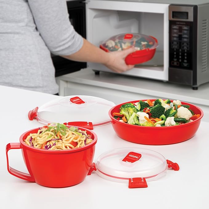 Sistema 1109ZS Microwave Collection Noodle Bowl 1 Count (Pack of 1) Red