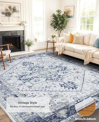 AMADA HOMEFURNISHING Washable Area Rug, Low-Profile Large Area Rug - Image 8