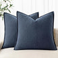 MIULEE Decorative Linen Euro Sham Pillow Covers 24x24 Indigo Blue | Boho by MIULEE