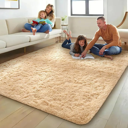 Ophanie 8x10 Beige Area Rugs for Living Room, Large Shag Bedroom Carpet - Image 5