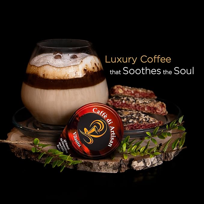 Caffè di Artisan Liquid Coffee Pods – Premium Single-Serve Coffee for Cold Brew concentrate, Iced Coffee & Hot Coffees – Machine-Free, Eco-Friendly, Ready in Seconds. Rich; Asmara with Frother; Arabica; Medium Roast – 24 Count