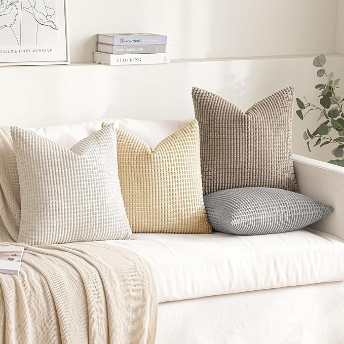 MIULEE Neutral Harmony Decorative Pillow Covers 20x20 Inch Set of 4 Rustic - Image 3