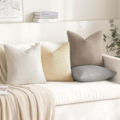 MIULEE Neutral Harmony Decorative Pillow Covers 18x18 Inch Set of 4 Rustic - Image 3