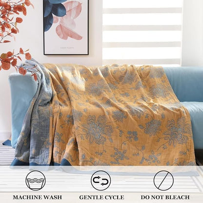 LUTBM Boho Throw Blanket for Bed 100% Cotton Ultra Soft Rustic Quilt Summer - Image 4