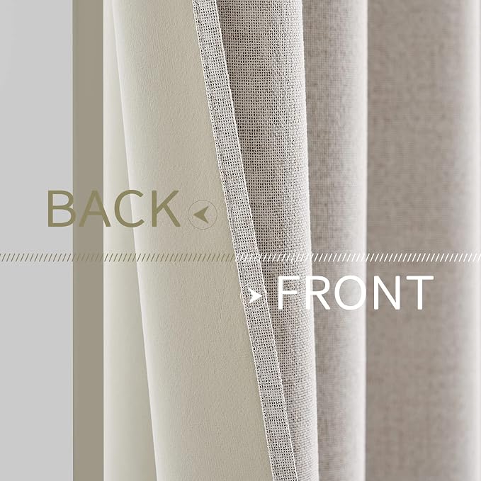 MIULEE Extra Wide 100% Blackout Linen Curtains - Image 3