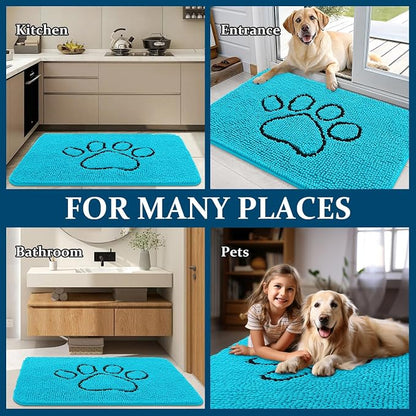 OLANLY Dog Door Mat for Muddy Paws 30x20, Paw Print Design Chenille Mud Mat | - Image 8
